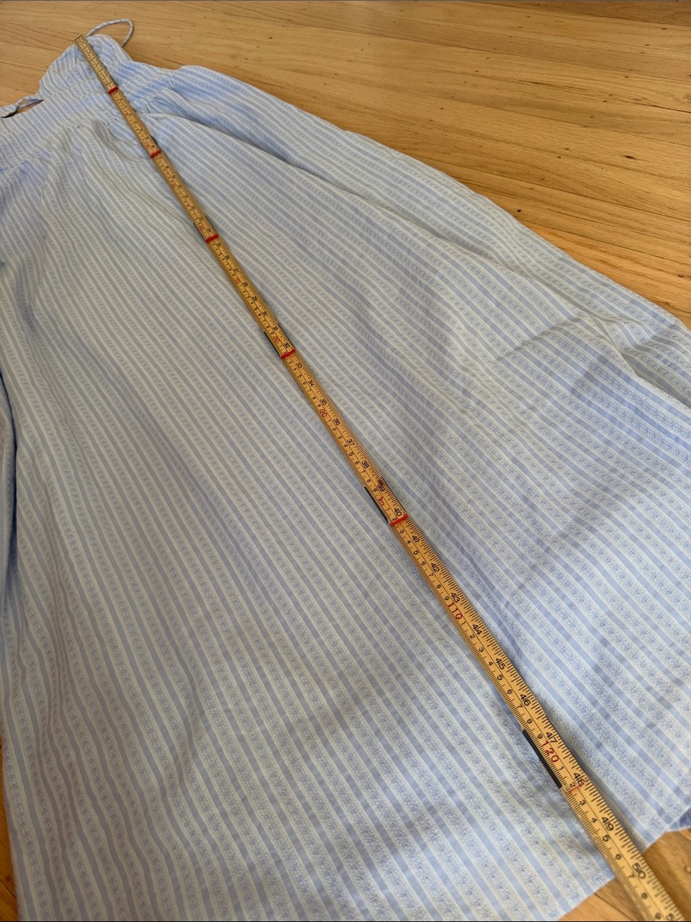 Sabo Skirt Kassi Stripe Maxi Sundress Dress Size 4 Light Blue Tie Back Coastal - Picture 13 of 13